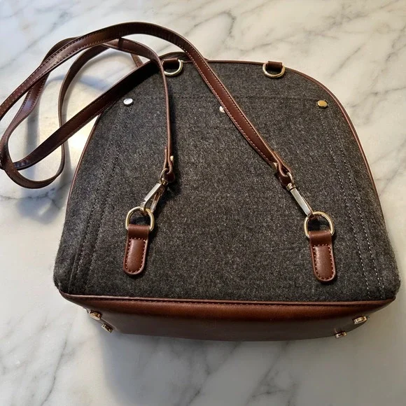 NWT MIZTIQUE The Daisy Felt Convertible Shoulder Bag Backpack Black Brown Vegan - Picture 7 of 16